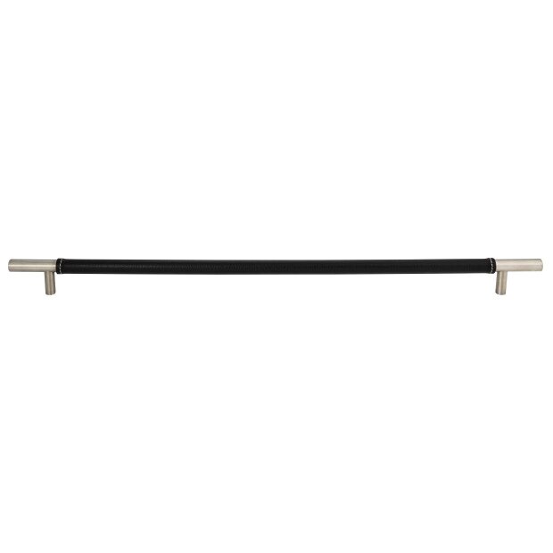 17" Centers Appliance Pull in Black Leather and Brushed Nickel