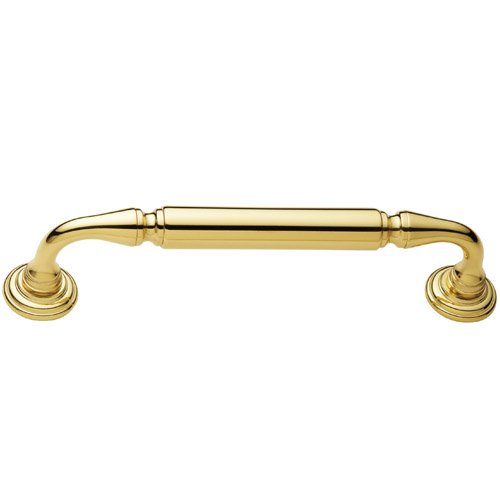 10" Centers Richmond Surface Mounted Door Pull with Rosettes in Lifetime PVD Polished Brass
