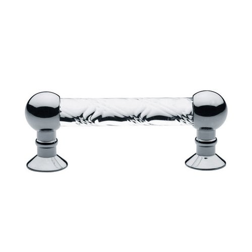 3" Centers Etched Crystal Handle in Polished Chrome