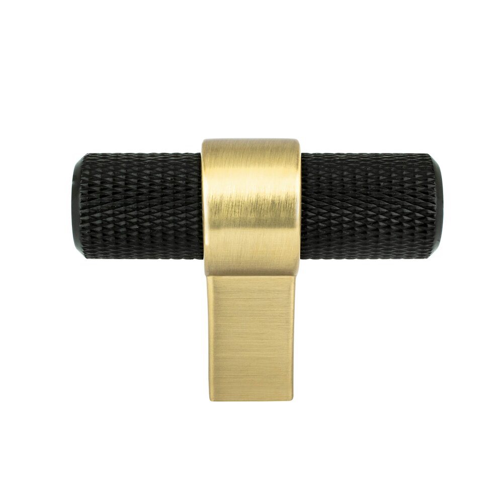2" Long Uptown Appeal Knob in Matte Black and Modern Brushed Gold