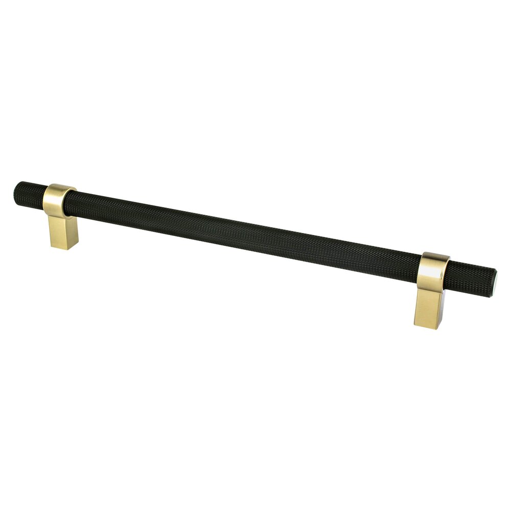 224mm Centers Uptown Appeal Pull in Matte Black and Modern Brushed Gold