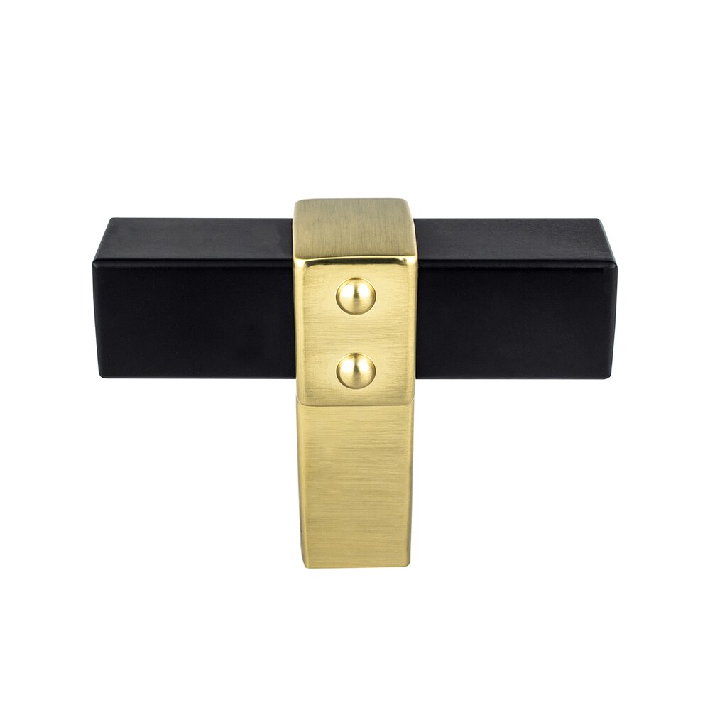 2" Long Classic Comfort Knob in Matte Black and Modern Brushed Gold