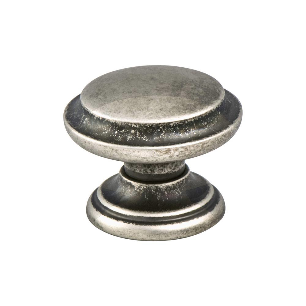 1 3/8" Diameter Artisan Inspired Ringed Knob in Rustic Nickel