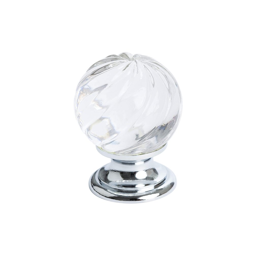 1 3/16" Diameter Mix and Match Knob in Polished Chrome with Transparent