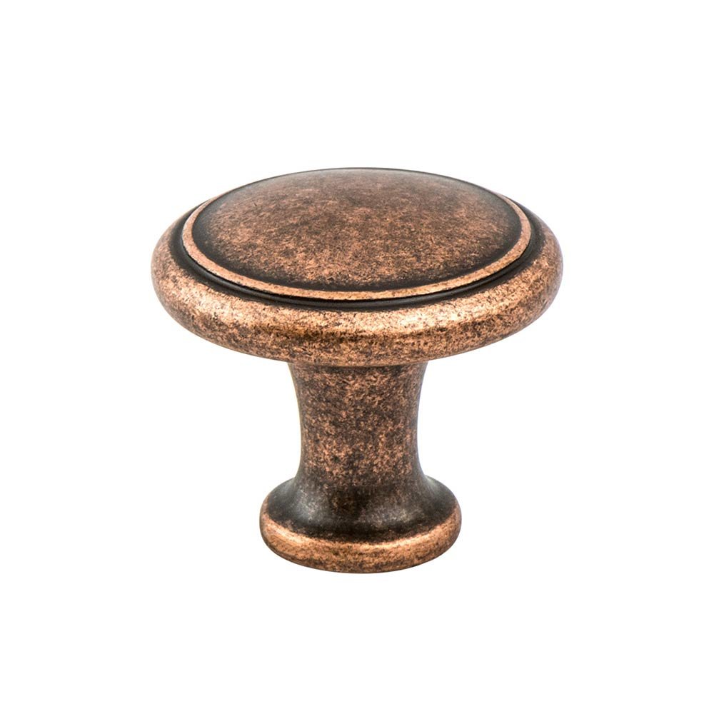 1 1/8" Diameter Timeless Charm Ringed Knob in Weathered Copper