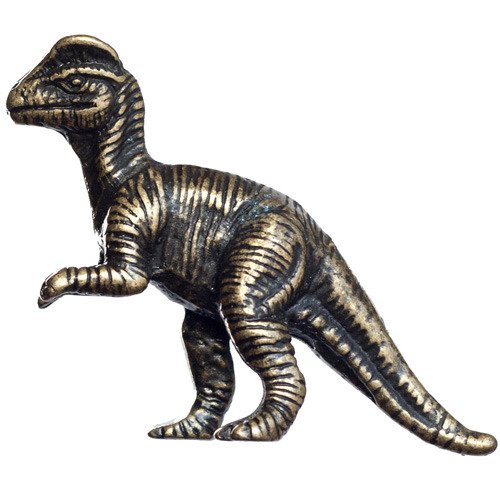 Dilophosaurus Dinosaur Knob in Antique Brass