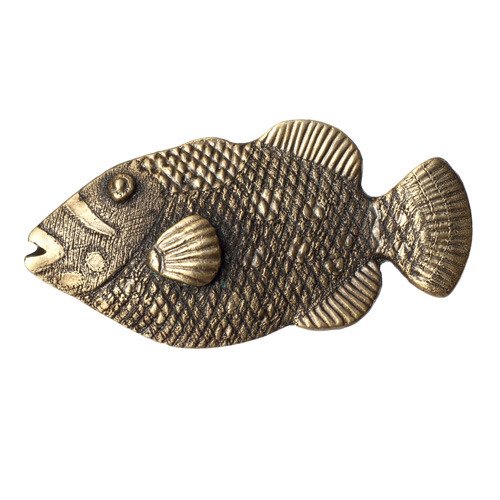 Hook Fish Knob in Antique Brass