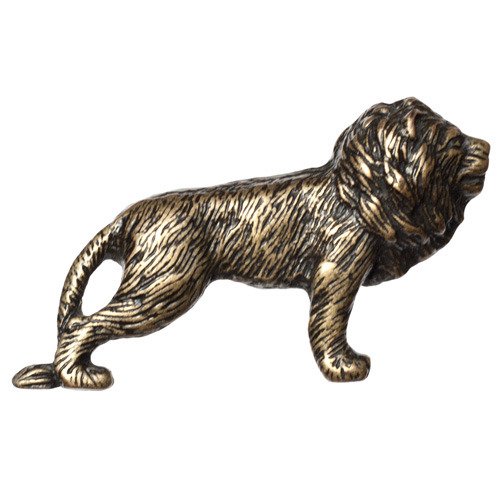 Lion Knob in Antique Brass