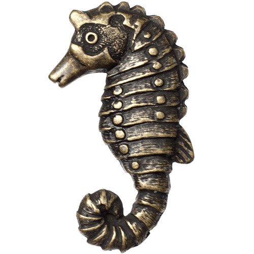 Sea Horse Knob in Antique Brass