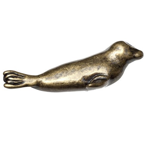 Seal Knob in Antique Brass