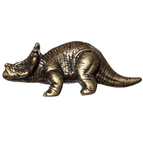 Styracosaurs Dinosaur Knob in Antique Brass