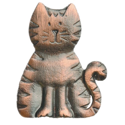 Cat Knob in Antique Brass