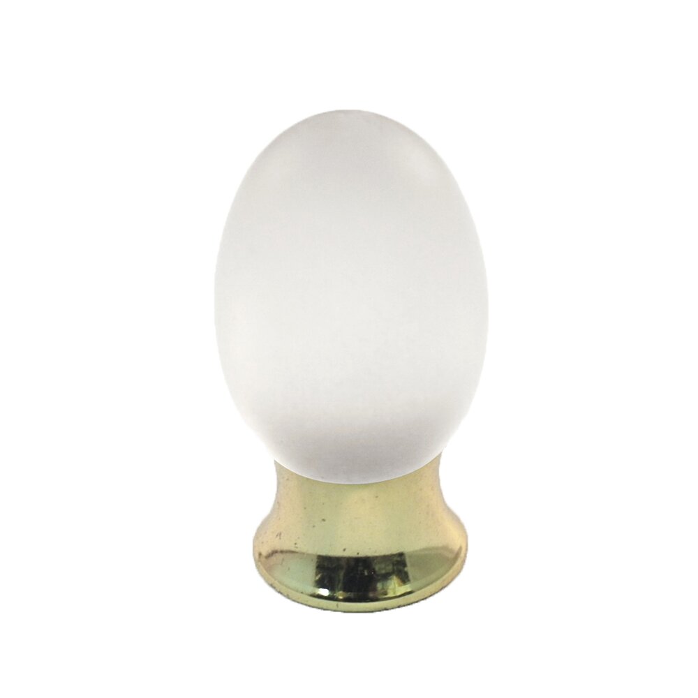 Polyester Colored Oval Knob in Clear Matte with Polished Brass Base