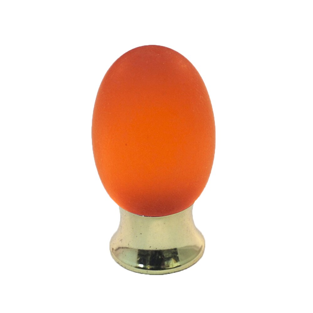 Polyester Colored Oval Knob in Amber Matte with Polished Brass Base