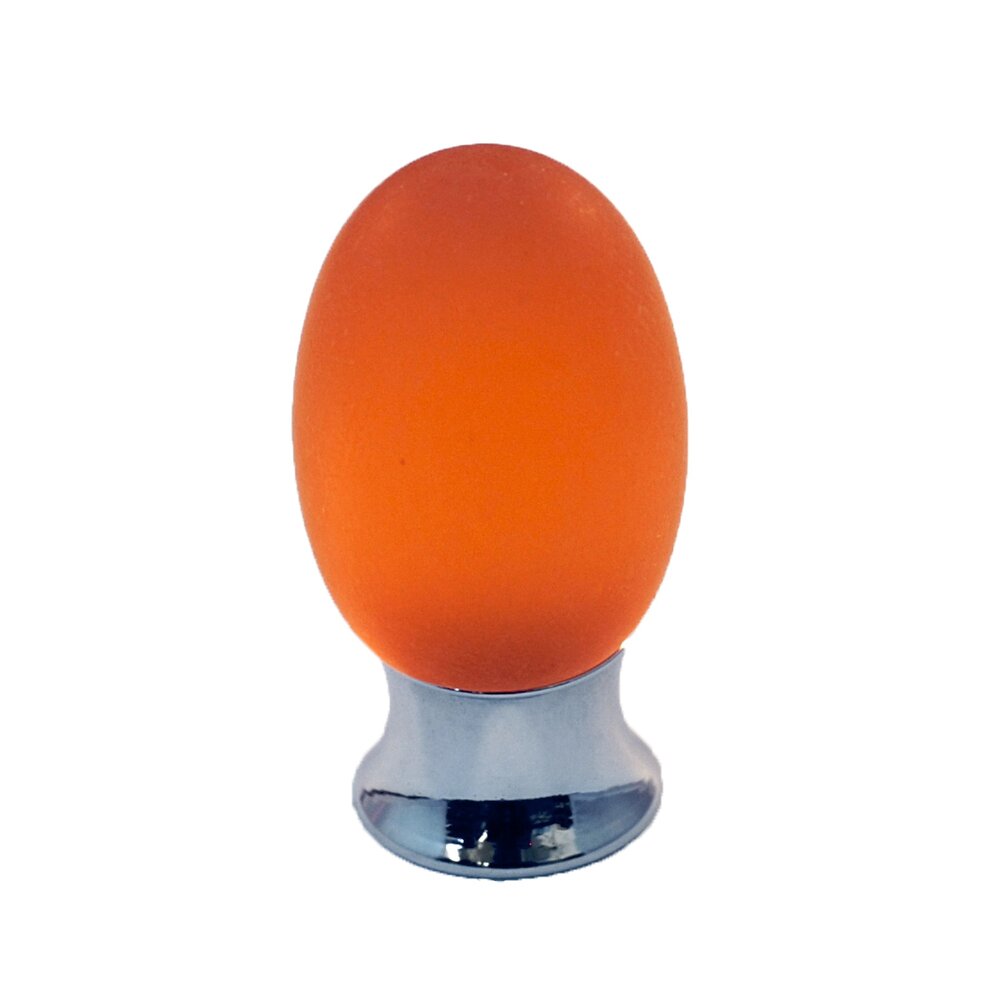 Polyester Colored Oval Knob in Amber Matte with Polished Chrome Base