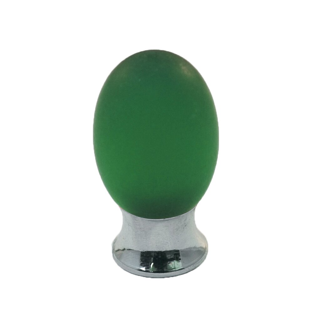Polyester Colored Oval Knob in Green Matte with Polished Chrome Base