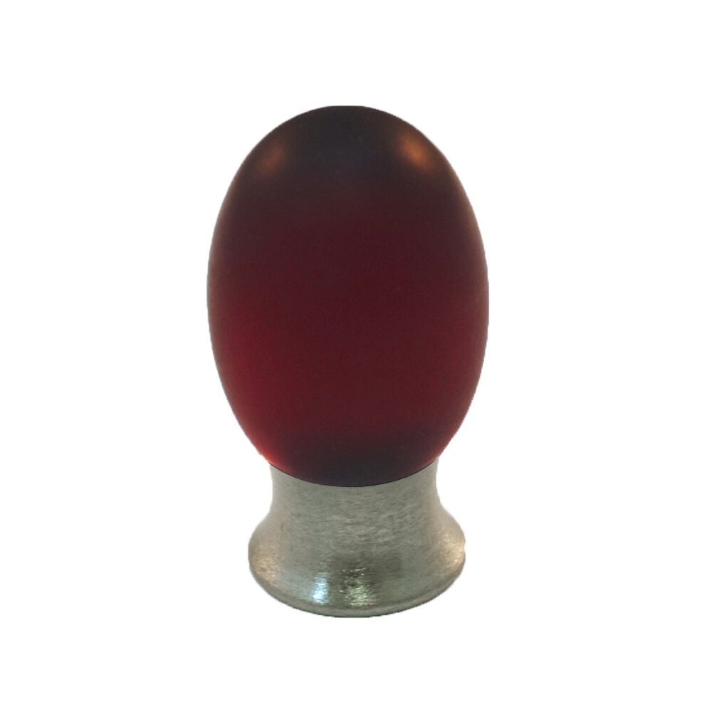 Polyester Colored Oval Knob in Red Matte with Satin Nickel Base