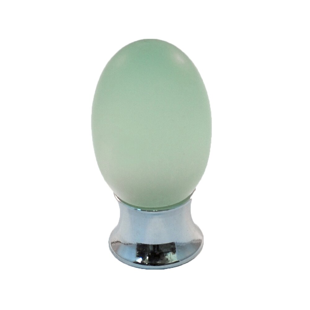 Polyester Colored Oval Knob in Light Green Matte with Polished Chrome Base
