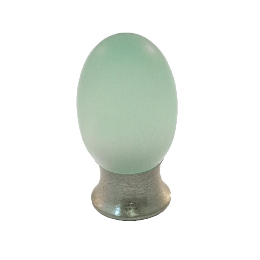 Polyester Colored Oval Knob in Light Green Matte with Satin Nickel Base