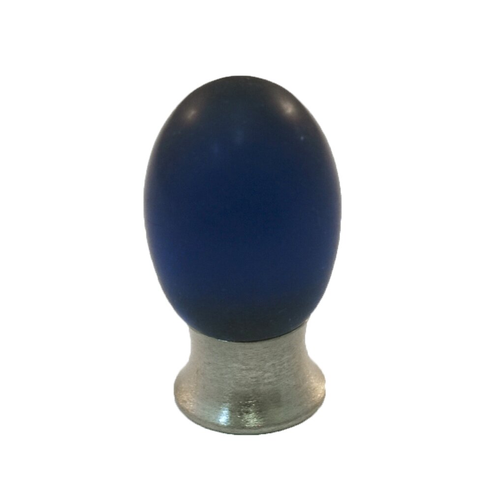 Polyester Colored Oval Knob in Cobalt Blue Matte with Satin Nickel Base