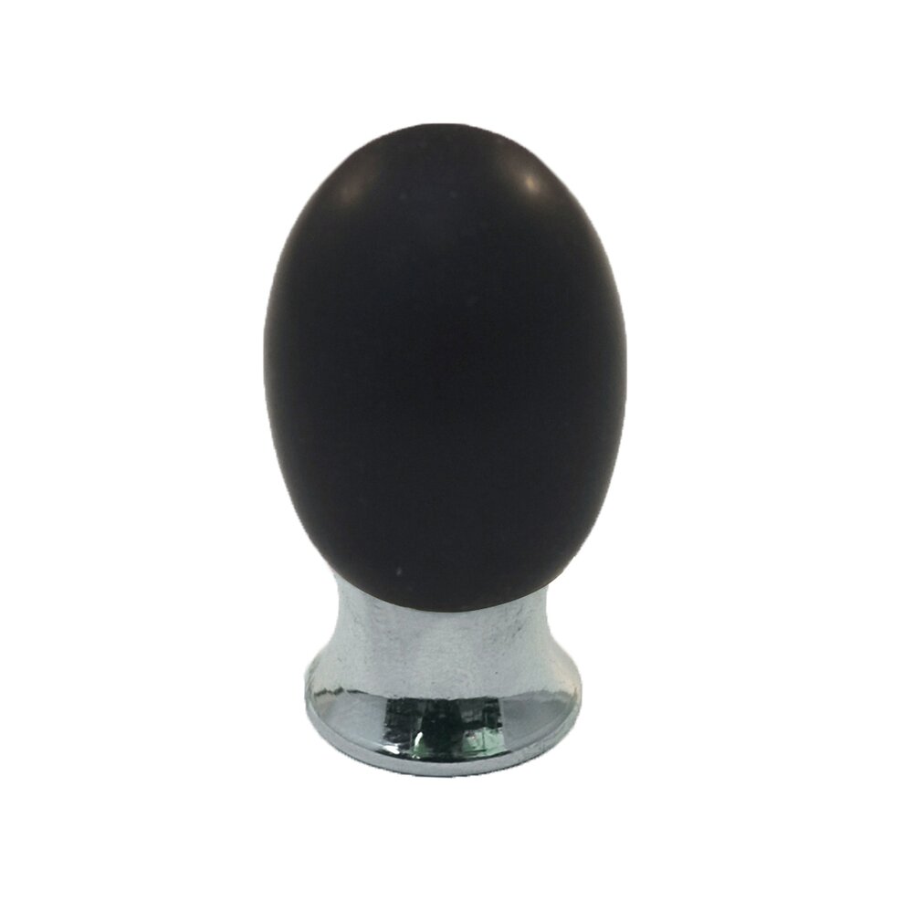 Polyester Colored Oval Knob in Black Matte with Polished Chrome Base