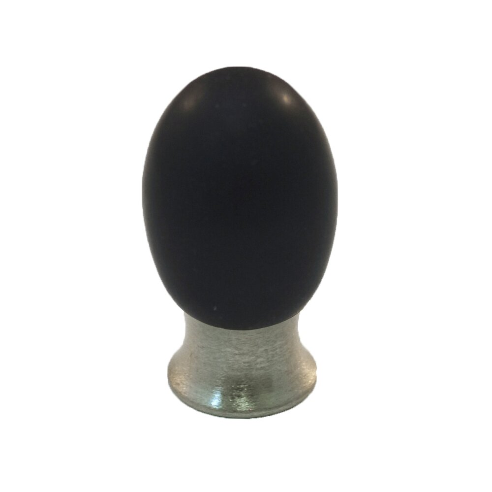 Polyester Colored Oval Knob in Black Matte with Satin Nickel Base