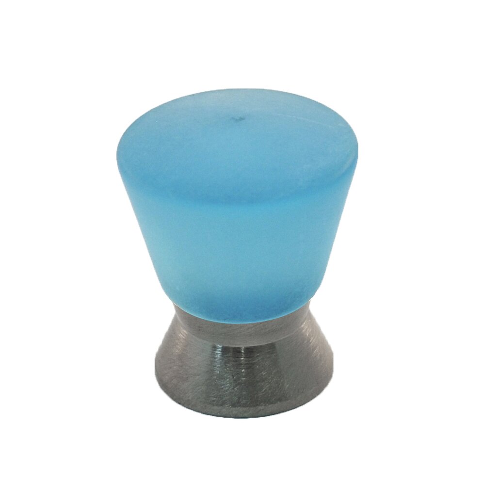 Polyester Colored Round Knob in Light Blue Matte with Satin Nickel Base