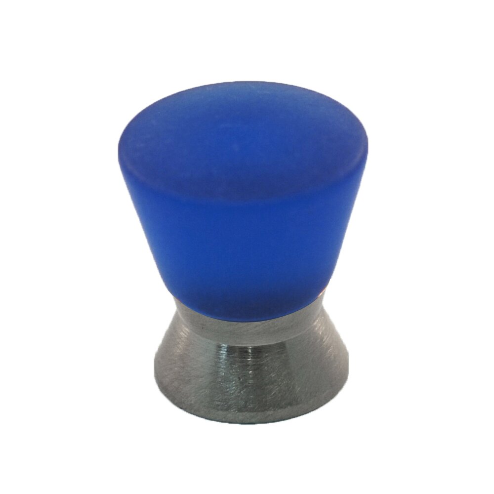 Polyester Colored Round Knob in Blue Matte with Satin Nickel Base