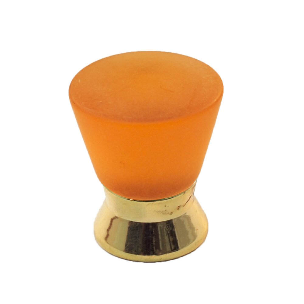 Polyester Colored Round Knob in Amber Matte with Polished Brass Base