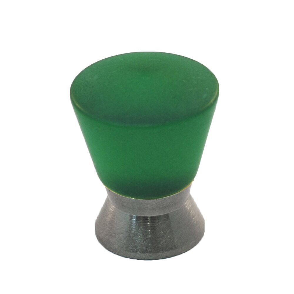 Polyester Colored Round Knob in Green Matte with Satin Nickel Base