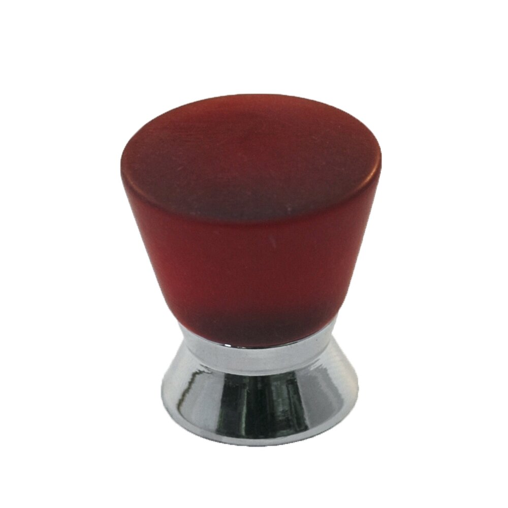 Polyester Colored Round Knob in Red Matte with Polished Chrome Base