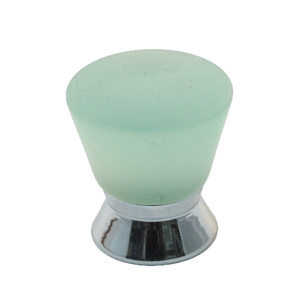 Polyester Colored Round Knob in Light Green Matte with Polished Chrome Base