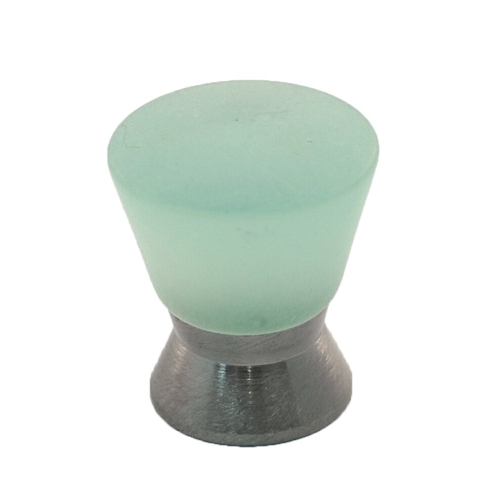 Polyester Colored Round Knob in Light Green Matte with Satin Nickel Base