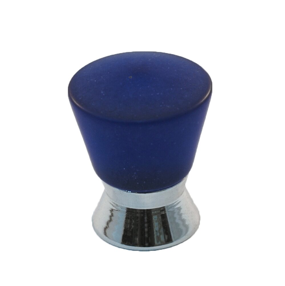 Polyester Colored Round Knob in Cobalt Blue Matte with Polished Chrome Base