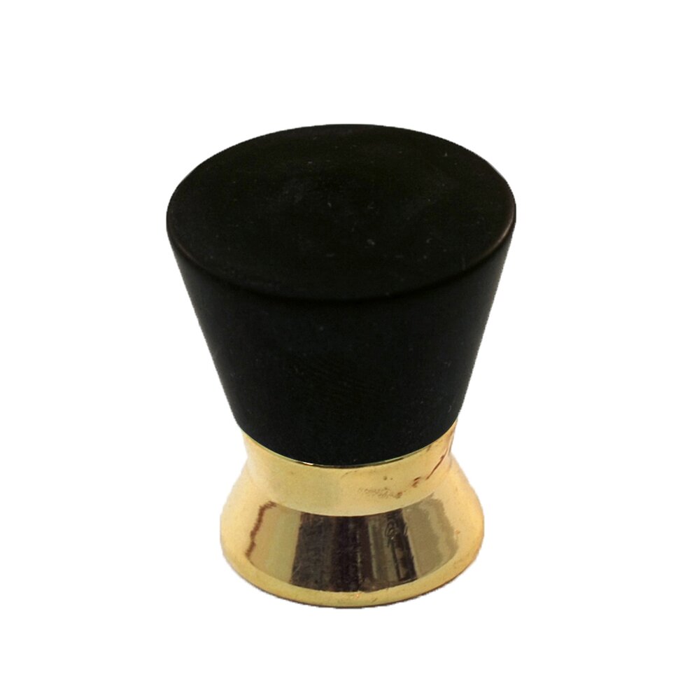 Polyester Colored Round Knob in Black Matte with Polished Brass Base