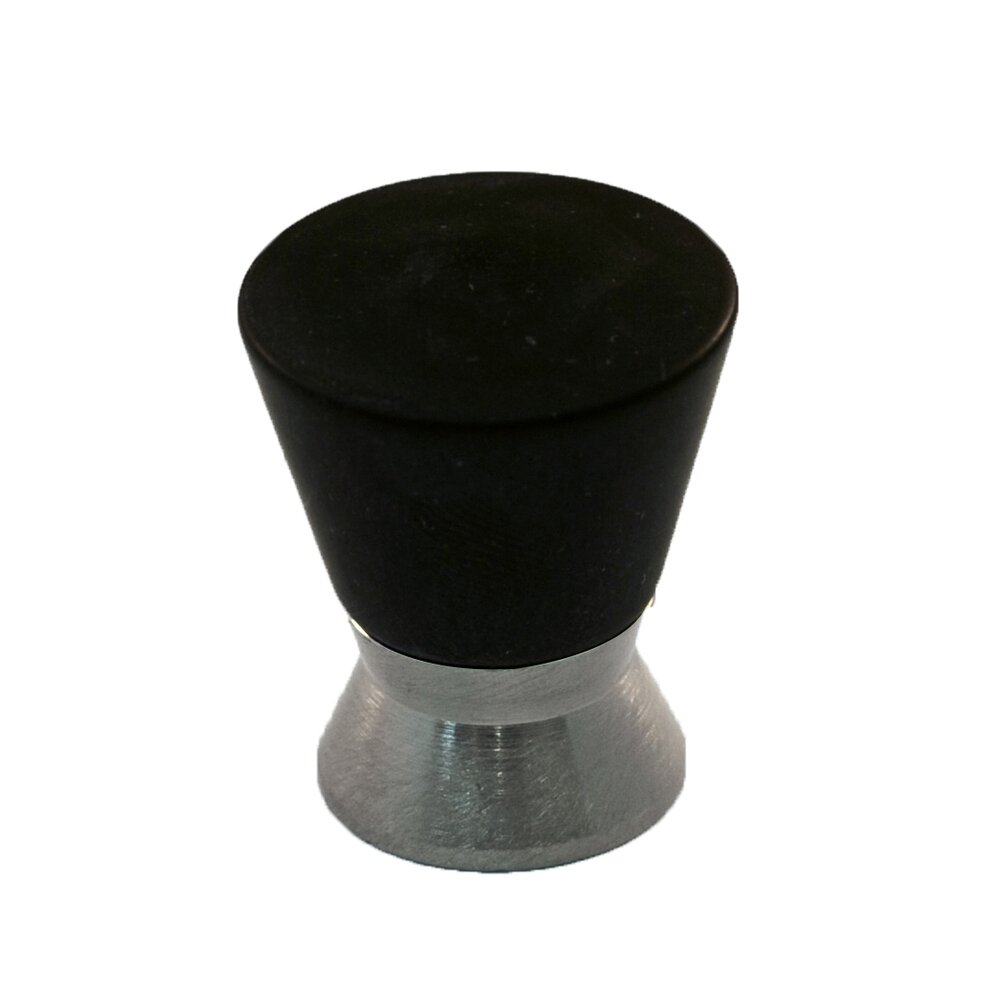 Polyester Colored Round Knob in Black Matte with Satin Nickel Base