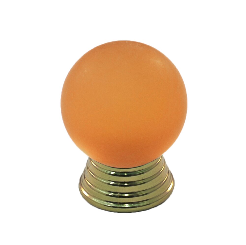 Polyester Sphere Knob in Amber Matte with Polished Brass Base