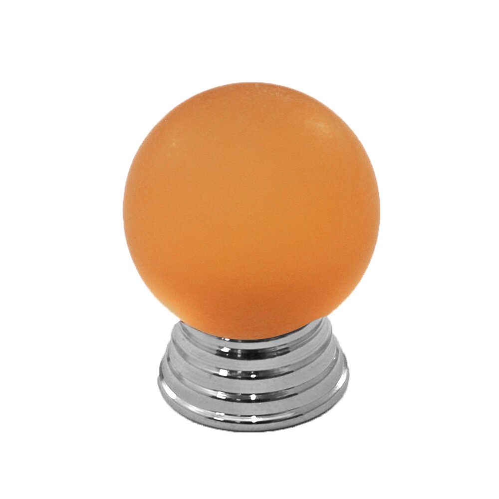 Polyester Sphere Knob in Amber Matte with Polished Chrome Base