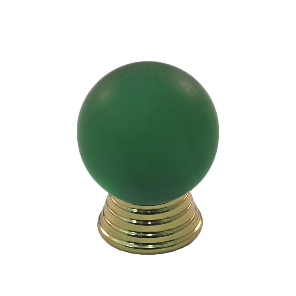 Polyester Sphere Knob in Green Matte with Polished Brass Base