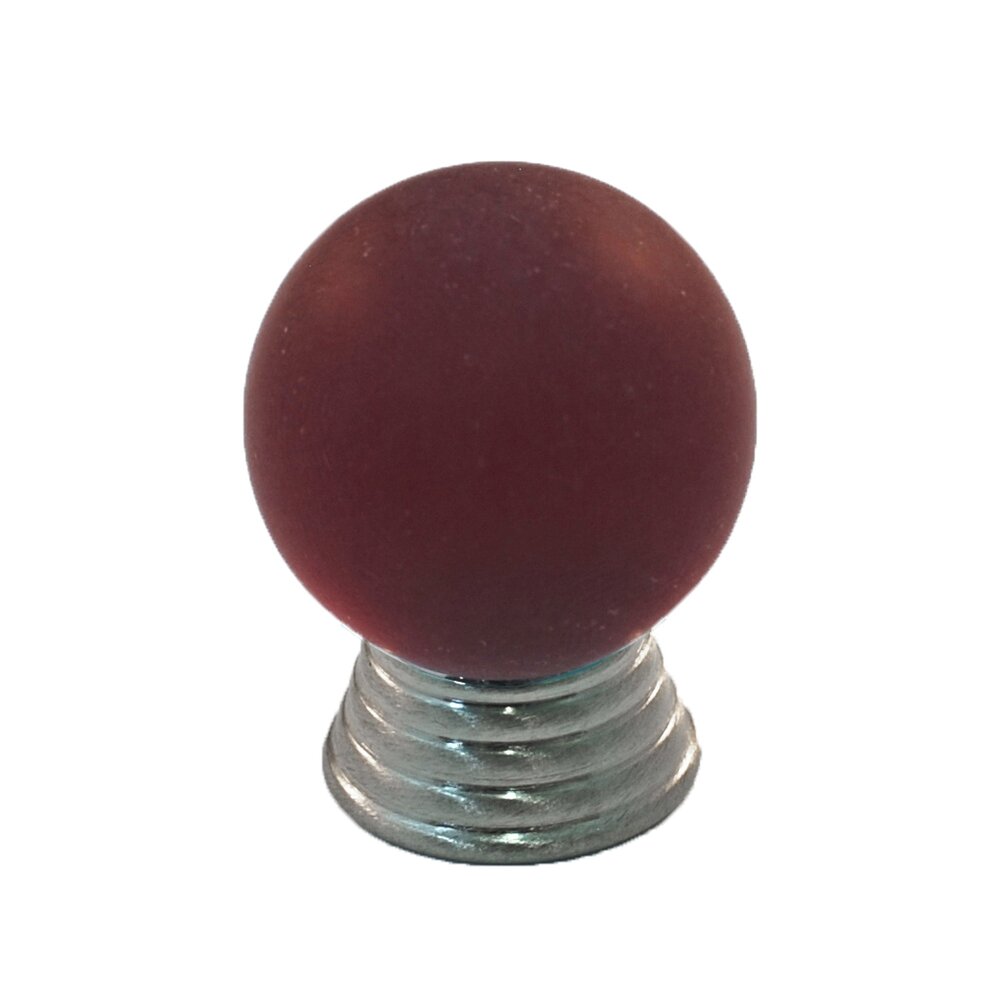 Polyester Sphere Knob in Red Matte with Satin Nickel Base