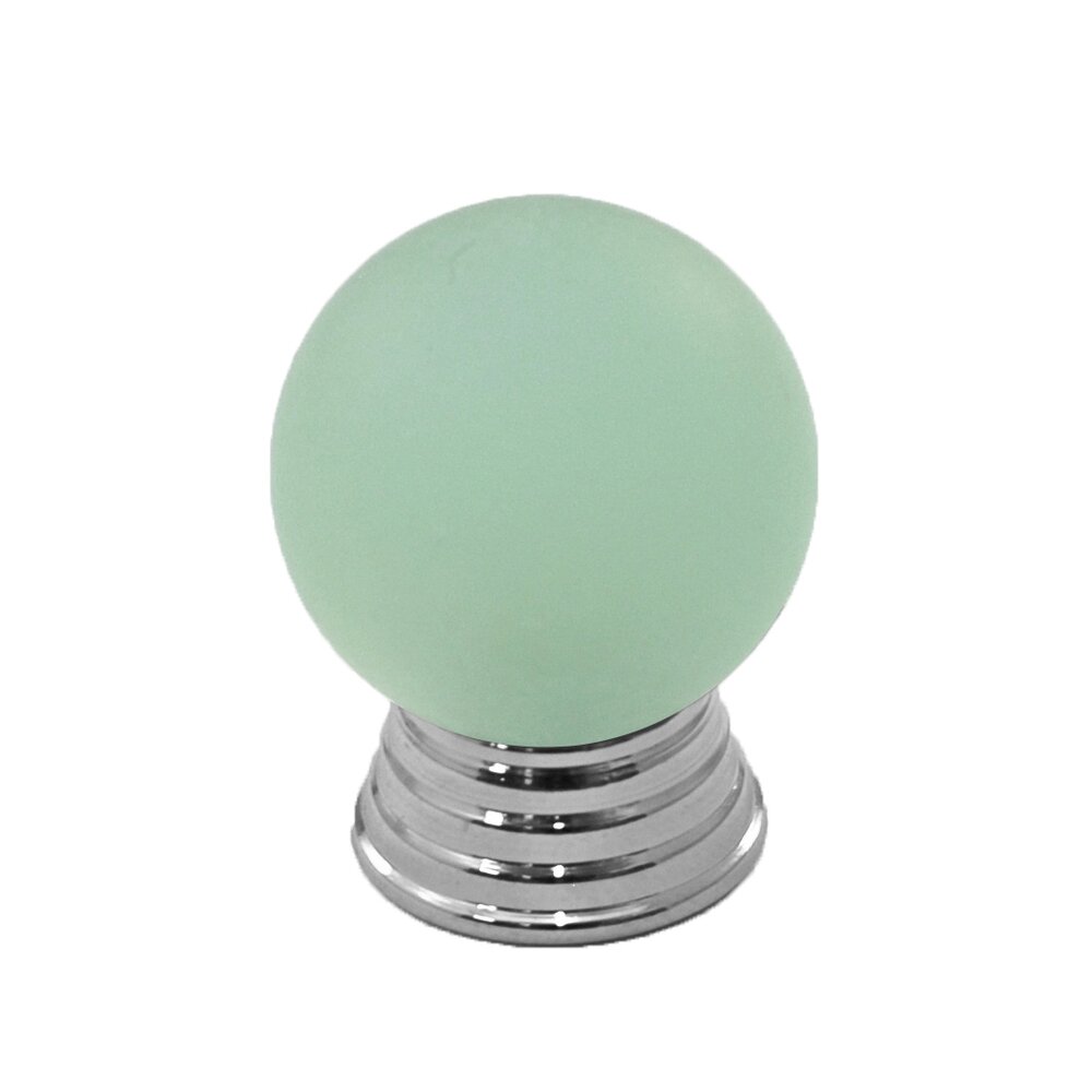 Polyester Sphere Knob in Light Green Matte with Polished Chrome Base