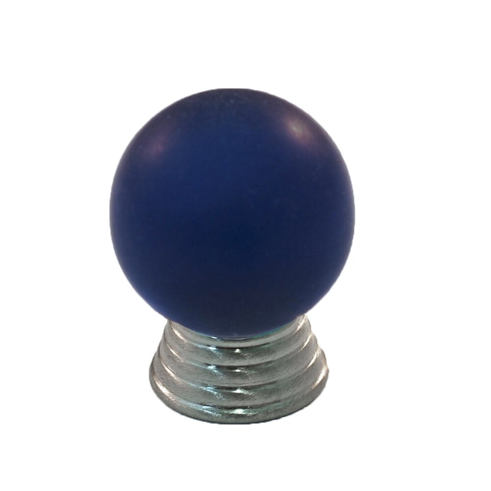 Polyester Sphere Knob in Cobalt Blue Matte with Satin Nickel Base
