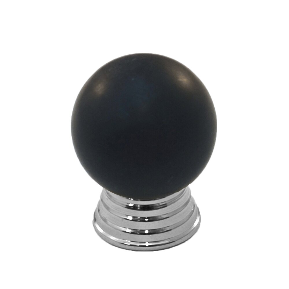 Polyester Sphere Knob in Black Matte with Polished Chrome Base