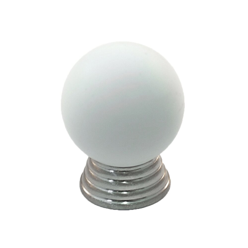 Polyester Sphere Knob in White Matte with Satin Nickel Base