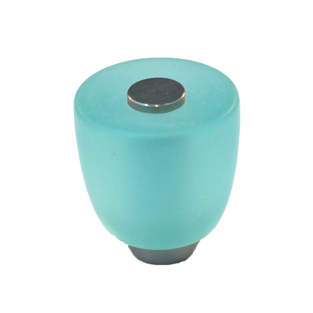 Polyester Round Knob in Turquoise Matte with Satin Nickel Base
