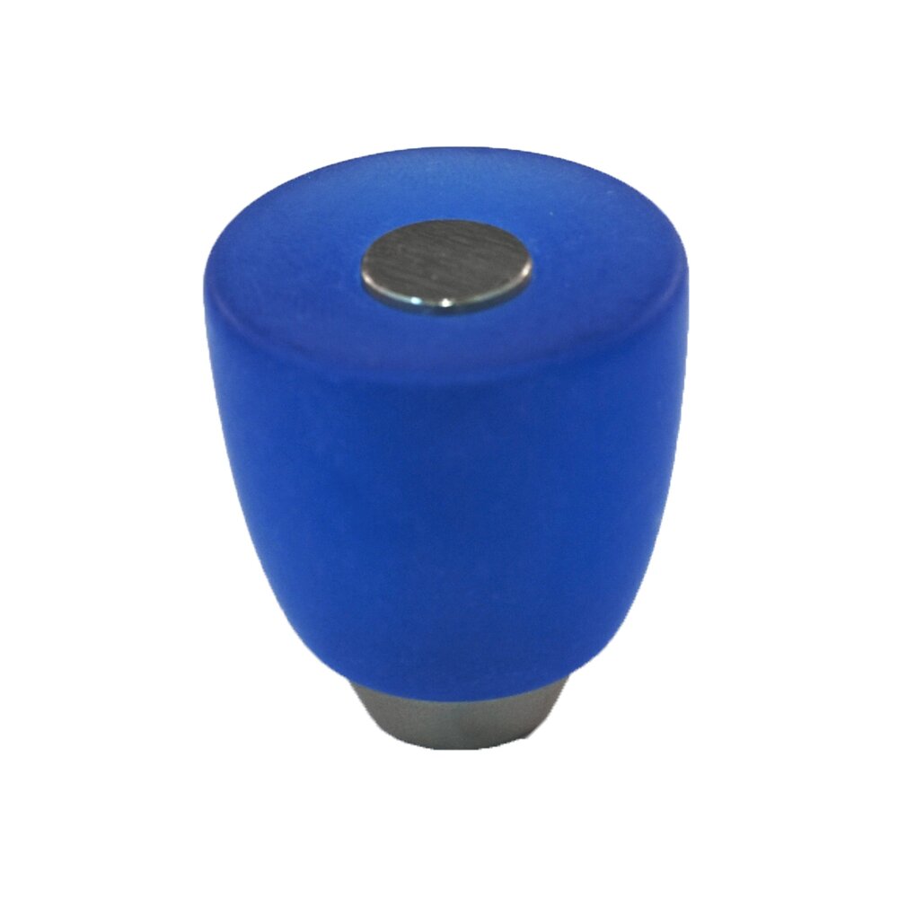 Polyester Round Knob in Blue Matte with Satin Nickel Base