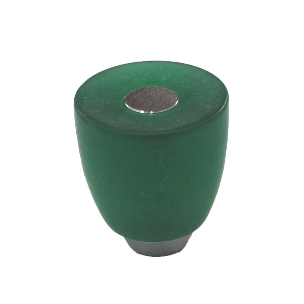 Polyester Round Knob in Green Matte with Satin Nickel Base