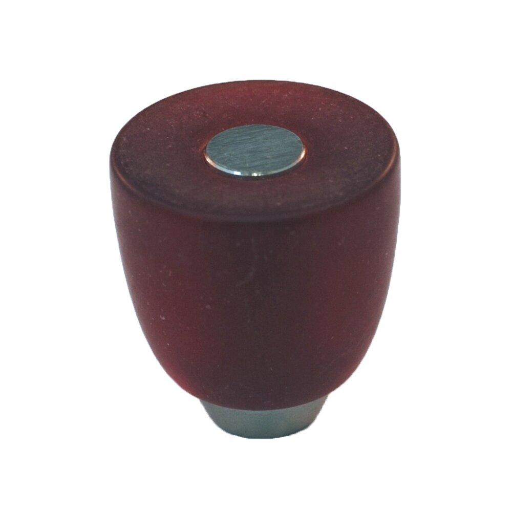 Polyester Round Knob in Red Matte with Satin Nickel Base