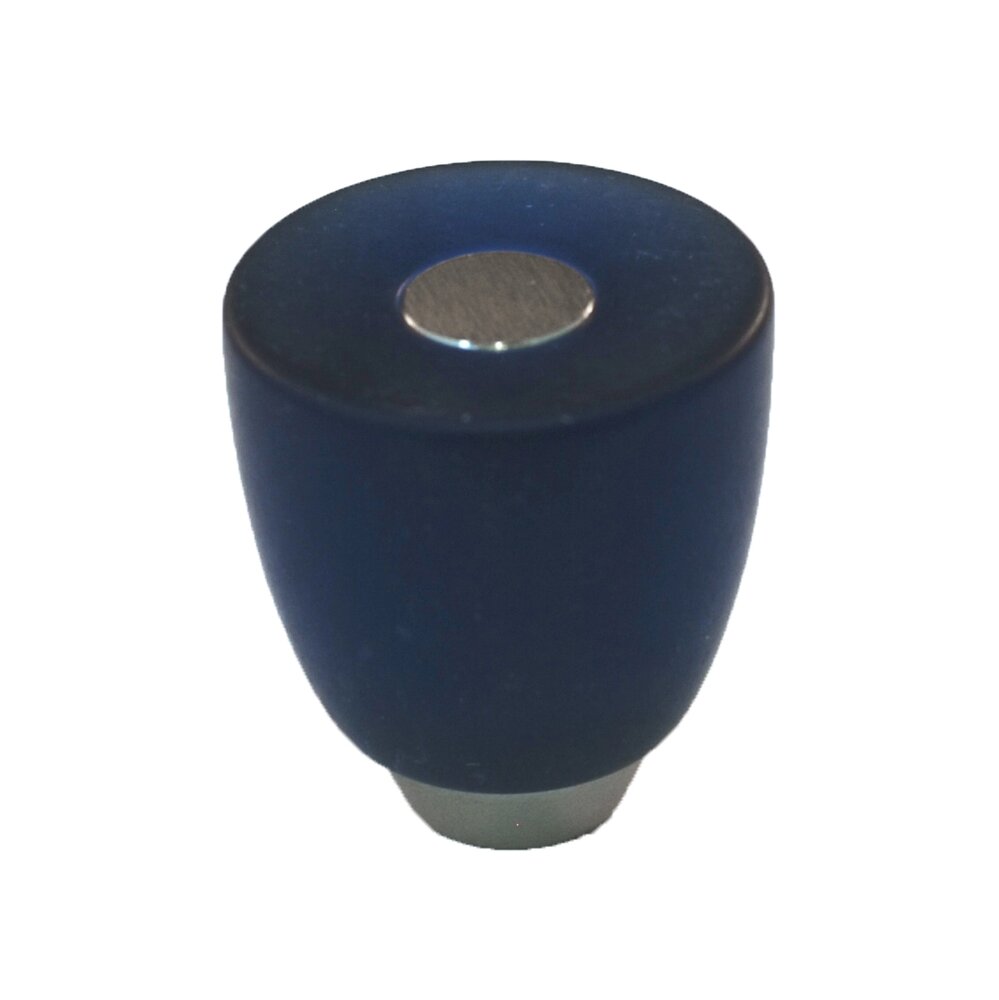 Polyester Round Knob in Cobalt Blue Matte with Satin Nickel Base