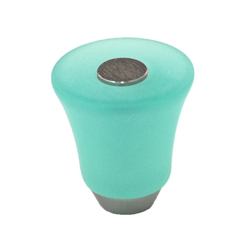 Polyester Round Knob in Turquoise Matte with Satin Nickel Base